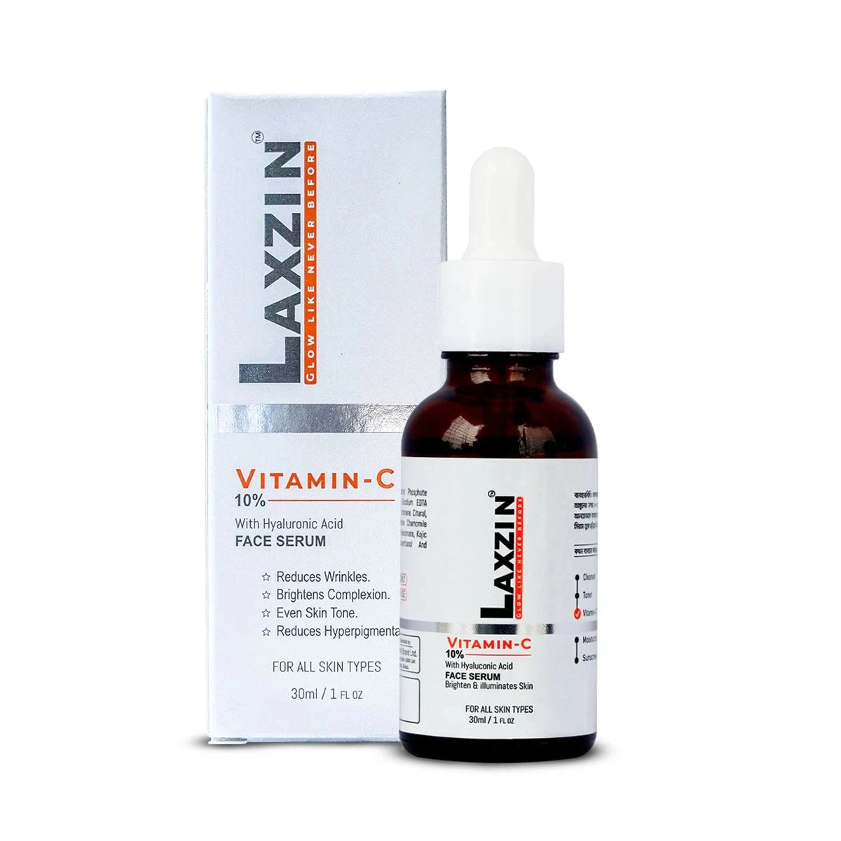 Laxzin Vitamin C 10% With Hyaluronic Acid Face Serum